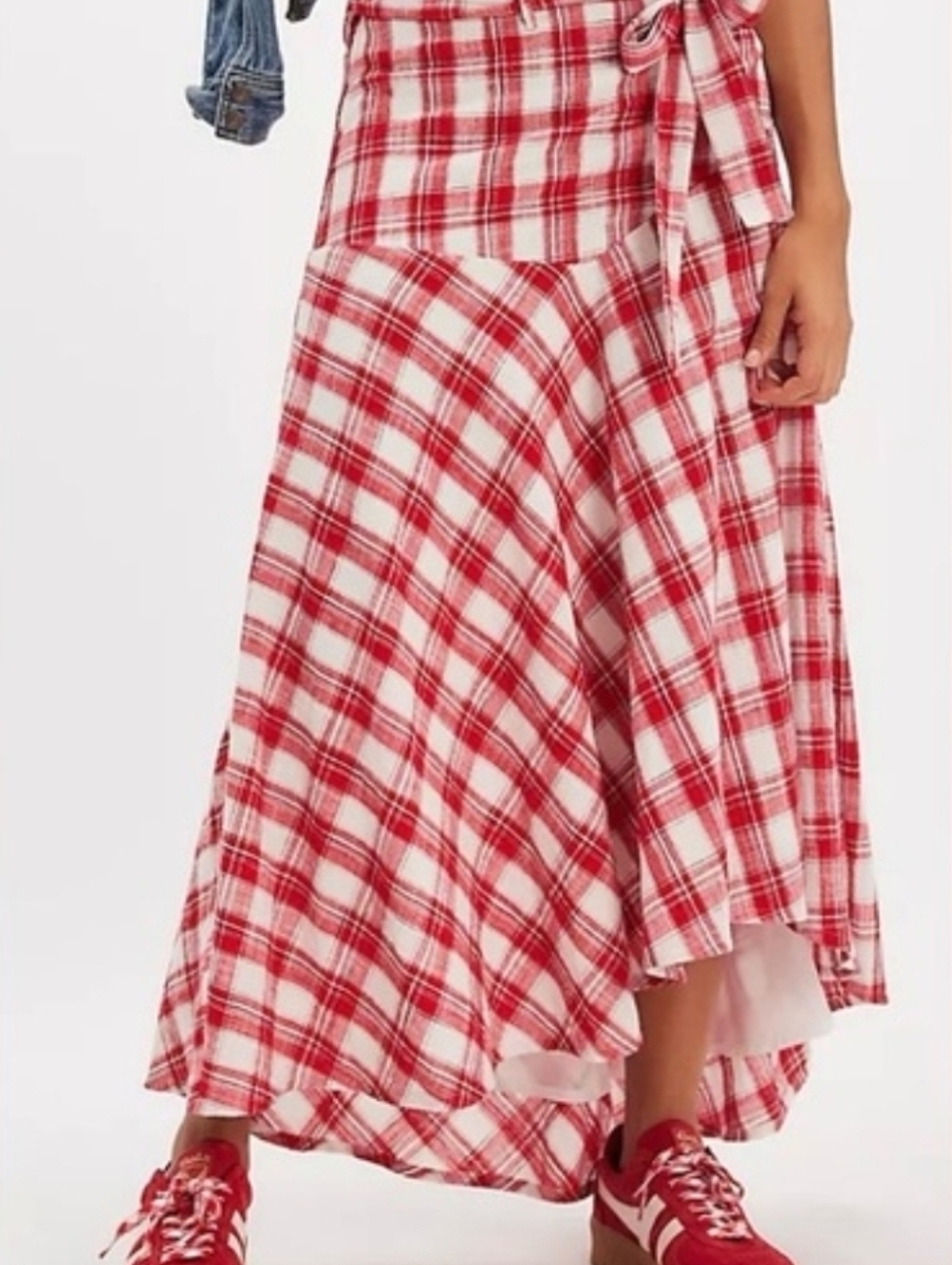 NWT Red Plaid Strapless Crop Top & Maxi Skirt Set – Size Small – $198 Retail - Picture 5 of 5